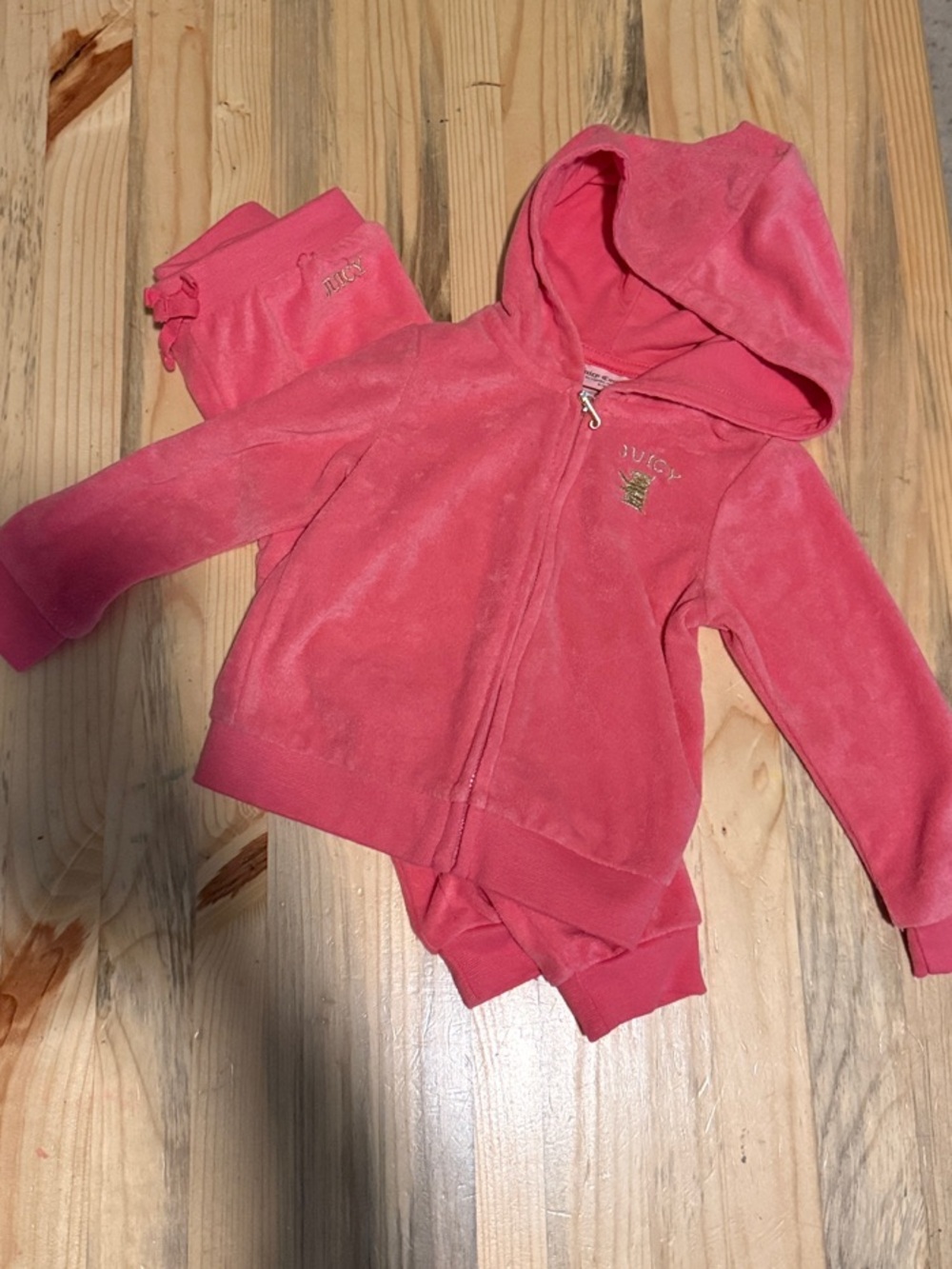 Juicy Couture Pink Velour Hoodie & Pants Kids Matching Set